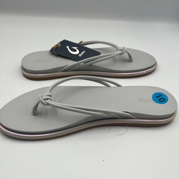 NEW Olukai AKA Flip Flop‎ In Iridescent Vapor Women’s Gray / Pink Size 10 NWT - Picture 5 of 12